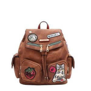 Nicole Lee Tan Backpack with Fun Patches